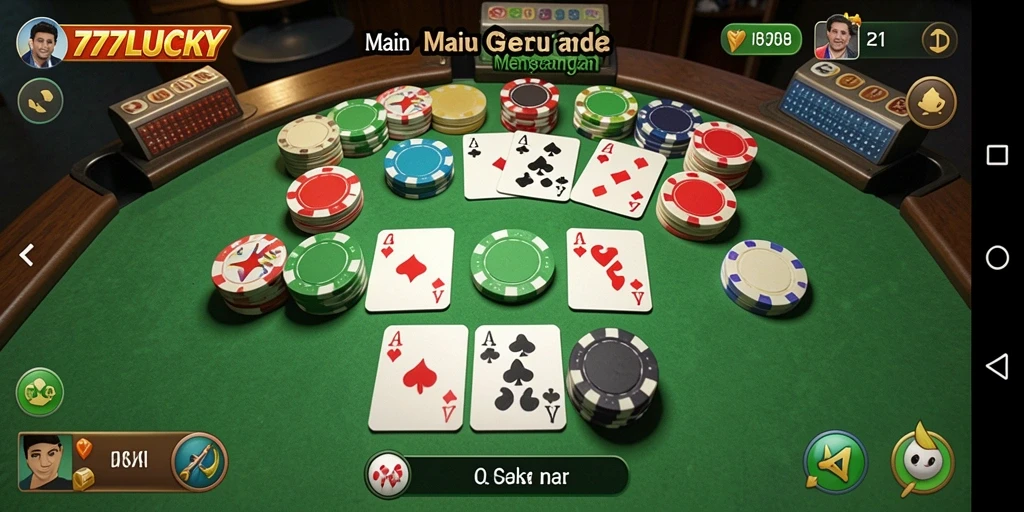 Tampilan gameplay Gaple yang seru dalam 777LUCKY.