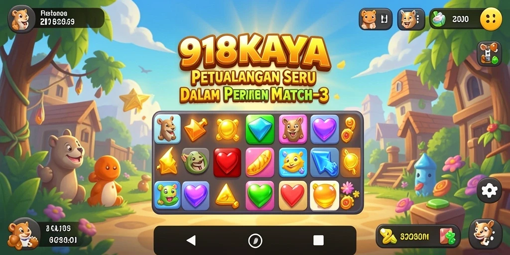Tampilan gameplay seru dalam 918KAYA dengan berbagai tantangan Match-3.