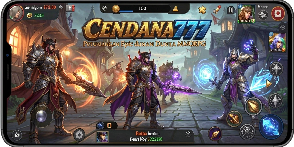 Screenshot utama CENDANA777 menampilkan pertarungan epik dalam dunia MMORPG.