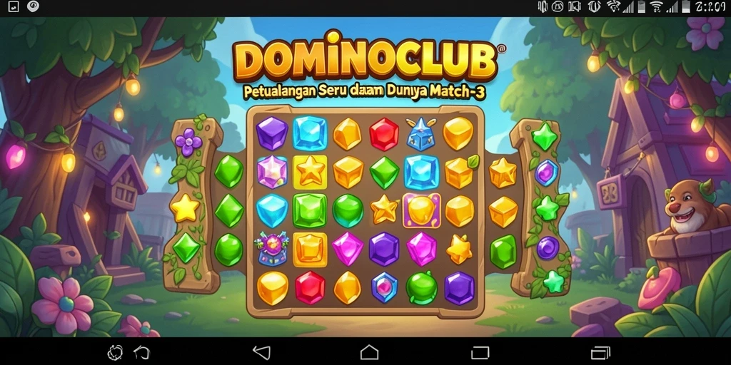 Screenshot permainan DOMINOCLUB menunjukkan aksi seru Match-3.