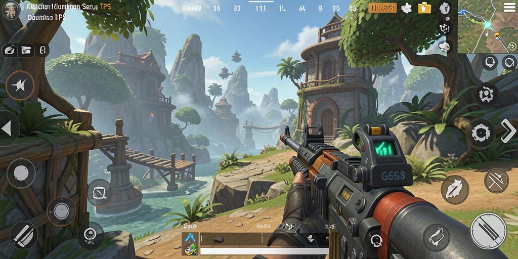 Screenshot gameplay G668 menampilkan aksi seru dalam pertempuran TPS.