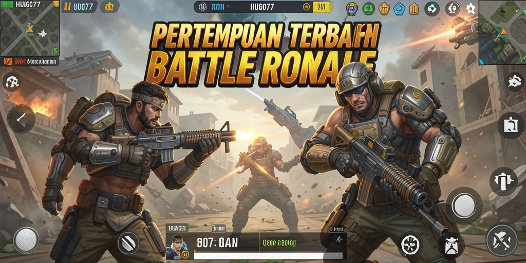 Gameplay seru HUGO77 dalam pertempuran Battle Royale.