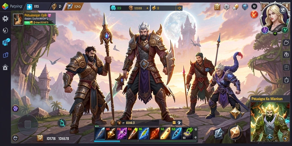 Screenshot gameplay <strong>ID678</strong> yang menunjukkan pertempuran di dunia MMORPG.