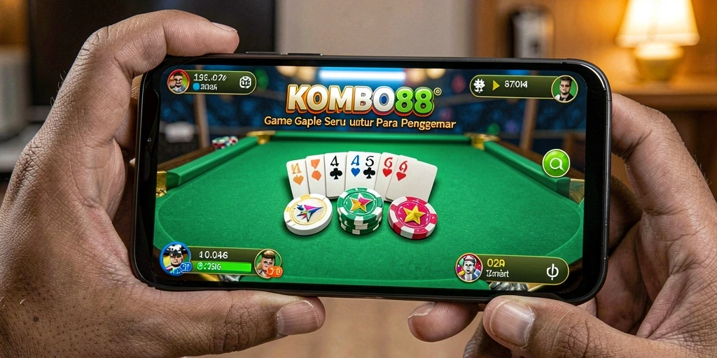 Screenshot gameplay KOMBO88 menunjukkan keseruan permainan Gaple.