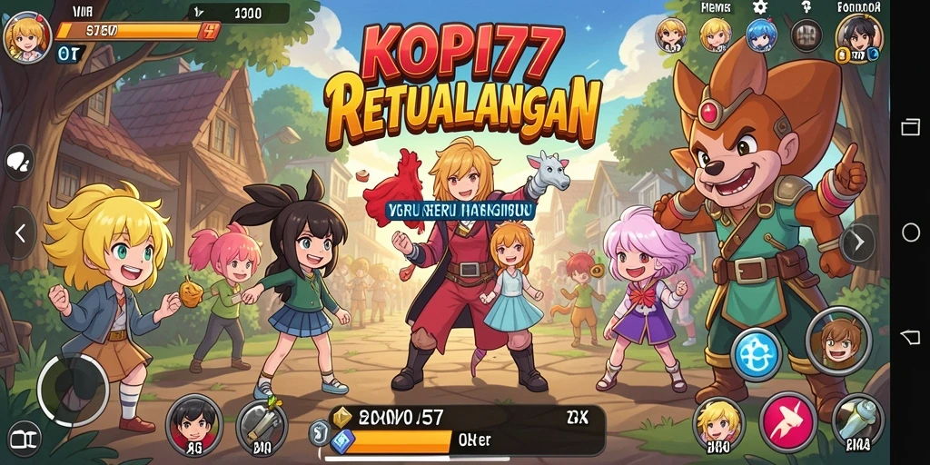 Tampilan gameplay KOPI77 dengan karakter anime yang dinamis.