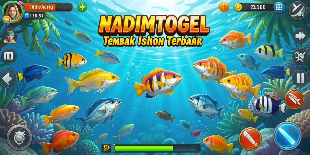 Screenshot menampilkan aksi menembak ikan yang seru.