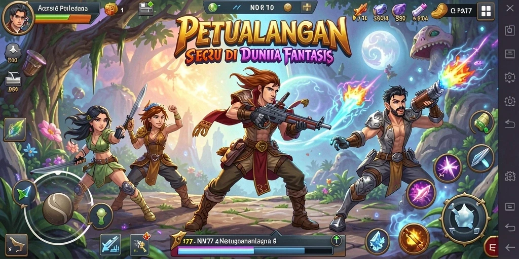 Tampilan gameplay NV77 yang penuh aksi dalam dunia ARPG.