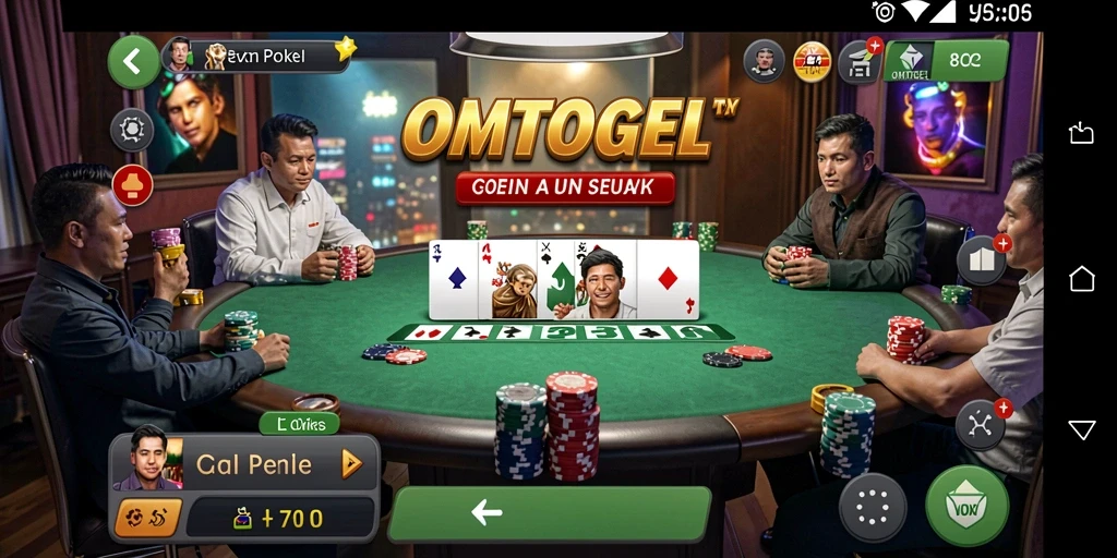 Tampilan screenshot OMTOGEL dengan gameplay poker yang mendebarkan.