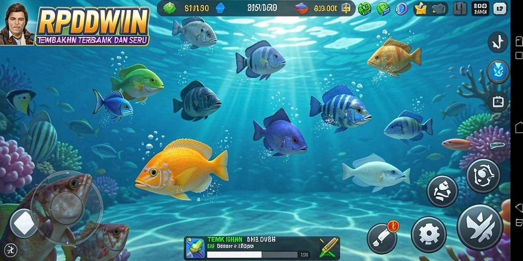 Screenshot gameplay RPIDWIN menampilkan aksi menembak ikan yang seru.
