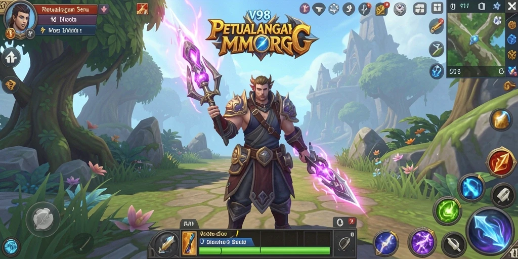 Tangkapan layar V98 menampilkan aksi seru dalam dunia MMORPG.