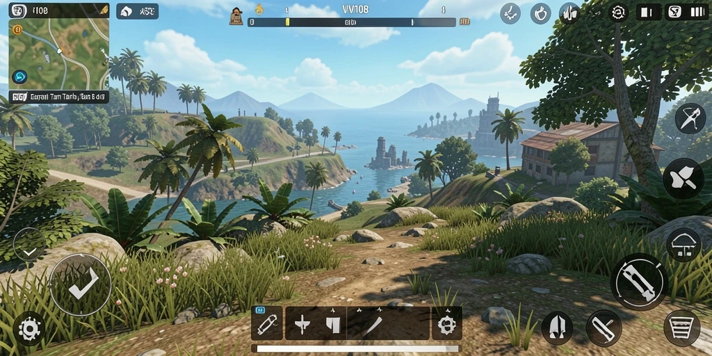 Tampilan seru dari gameplay VW108 di dunia terbuka.