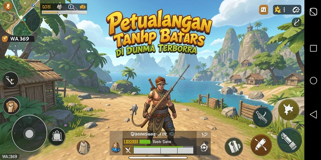 Tangkapan layar gameplay WA369 menampilkan petualangan di dunia terbuka yang luas.