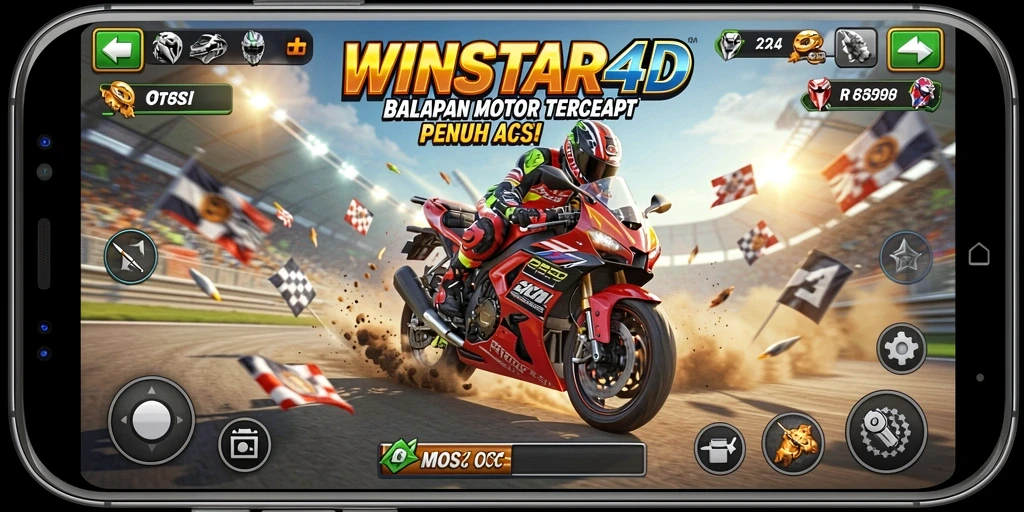 Tangkapan layar permainan WINSTAR4D saat balapan motor yang mendebarkan.